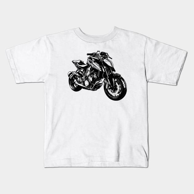 Super Duke 1290 Bike Sketch Art Kids T-Shirt by KAM Std